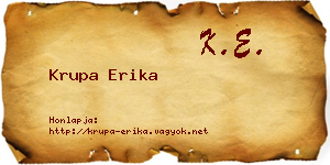 Krupa Erika névjegykártya